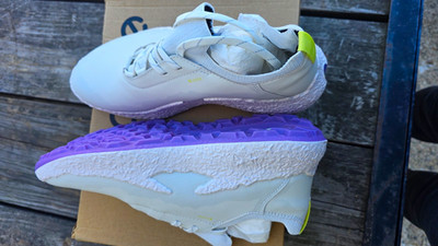 ECCO ecco golf White/Purple Leather Low Top Lace-Up Athletic Sneakers New
