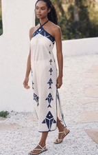 Farm Rio x Anthropologie Graphic Halter Dress Large NEW