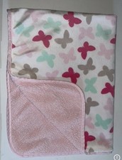 CARTERS PINK SHERPA BUTTERFLY BABY BLANKET D3