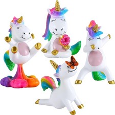 Miniature Unicorn Figurines Set Funny Mini Statue Kit of 4 pcs Unicorn Fairy