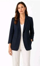 Vince Navy Blue Silk Lined Blazer Jacket Sz 4 Preppy Office Quiet Luxury NWT