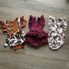 Infant Baby Girl 0-3 mon Butterfly Fall jumper skirt Cotton overalls Lot Outfits