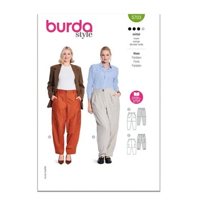 Style X05703BURDA Misses Barrel Shape and Cargo Trousers Sewing Pattern Packe...
