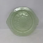 10" Vintage Green Depression Uranium Cameo Ballerina Glass Footed Cake Plate