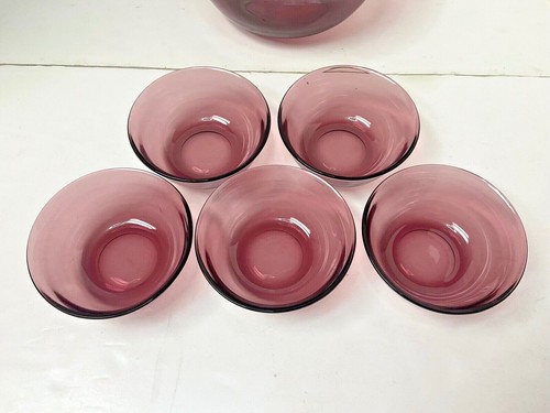 Set/Lot *Vereco France Pink/Cranberry/Amethyst Nacho/Chip/Salsa Dip Serving Bowl - Picture 6 of 8