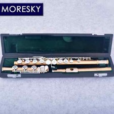 MORESKY 17 Open Holes C Key Flute Cupronickel Silver Plated Golden Professional