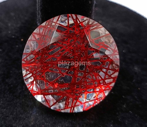 Red Rutilated Quartz 60 Ct Certified Round Cut Loose Gemstone 25x25mm 4OUH - Picture 3 of 8
