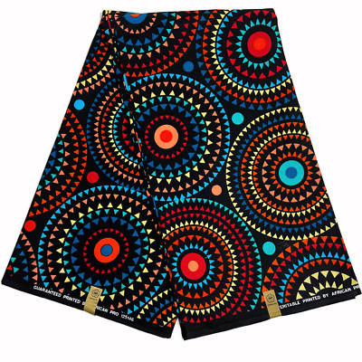 Afrikanischer Stoff Druck Ankara schwarz blau gelb 100% Baumwolle Yards Nähmaterial