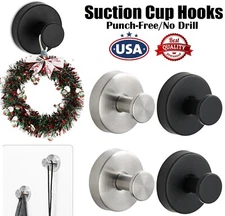 2Pcs Suction Cup Hooks Waterproof Bathroom Towel Hanger Punch-Free Shower Hooks