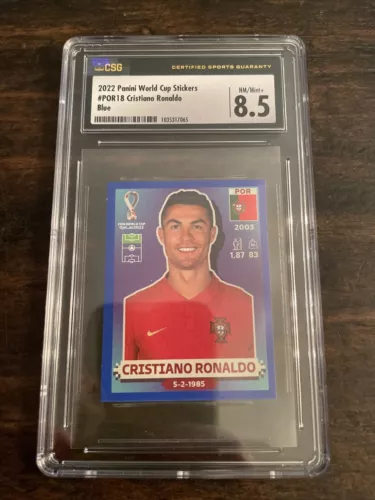 Panini 2022 FIFA World Cup Qatar Cristiano Ronaldo Blue Parallel RARE CGC 8.5