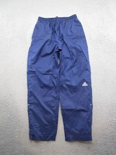 Vintage 90s Adidas Blue Track 3 Stripe Warm-Up Pants Mens Size M Elastic Waist