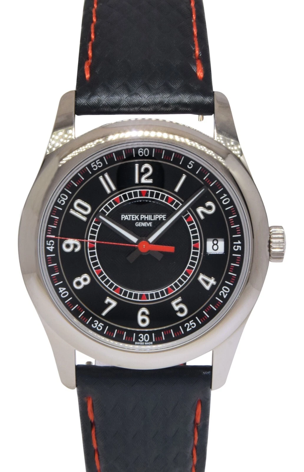 Patek Philippe — Patek Philippe Calatrava 6007 18k White Gold Red Accents 40mm Watch BP 6007G-010