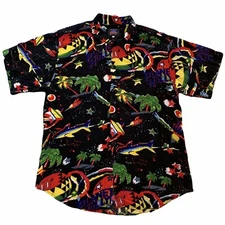 Vintage Planet Hollywood Size Large 90’s Button Shirt All Over Print Hawaiian