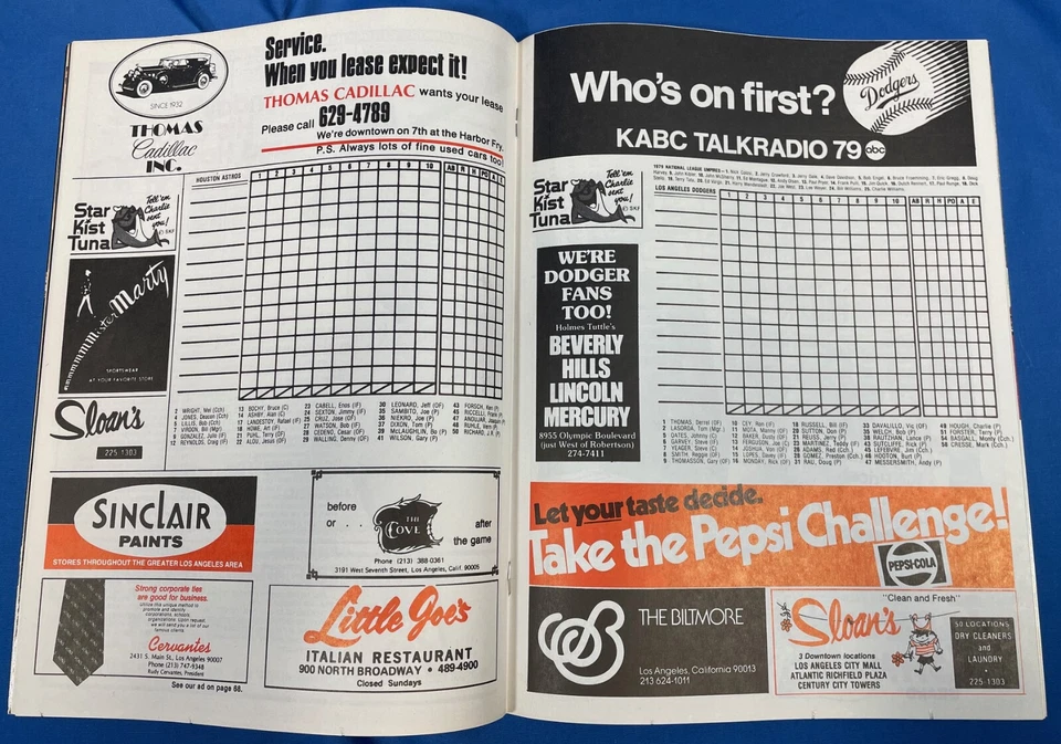 1979 LA Dodgers vs Houston Astros Game Program UNSCORED Don Sutton - Image 3 of 4