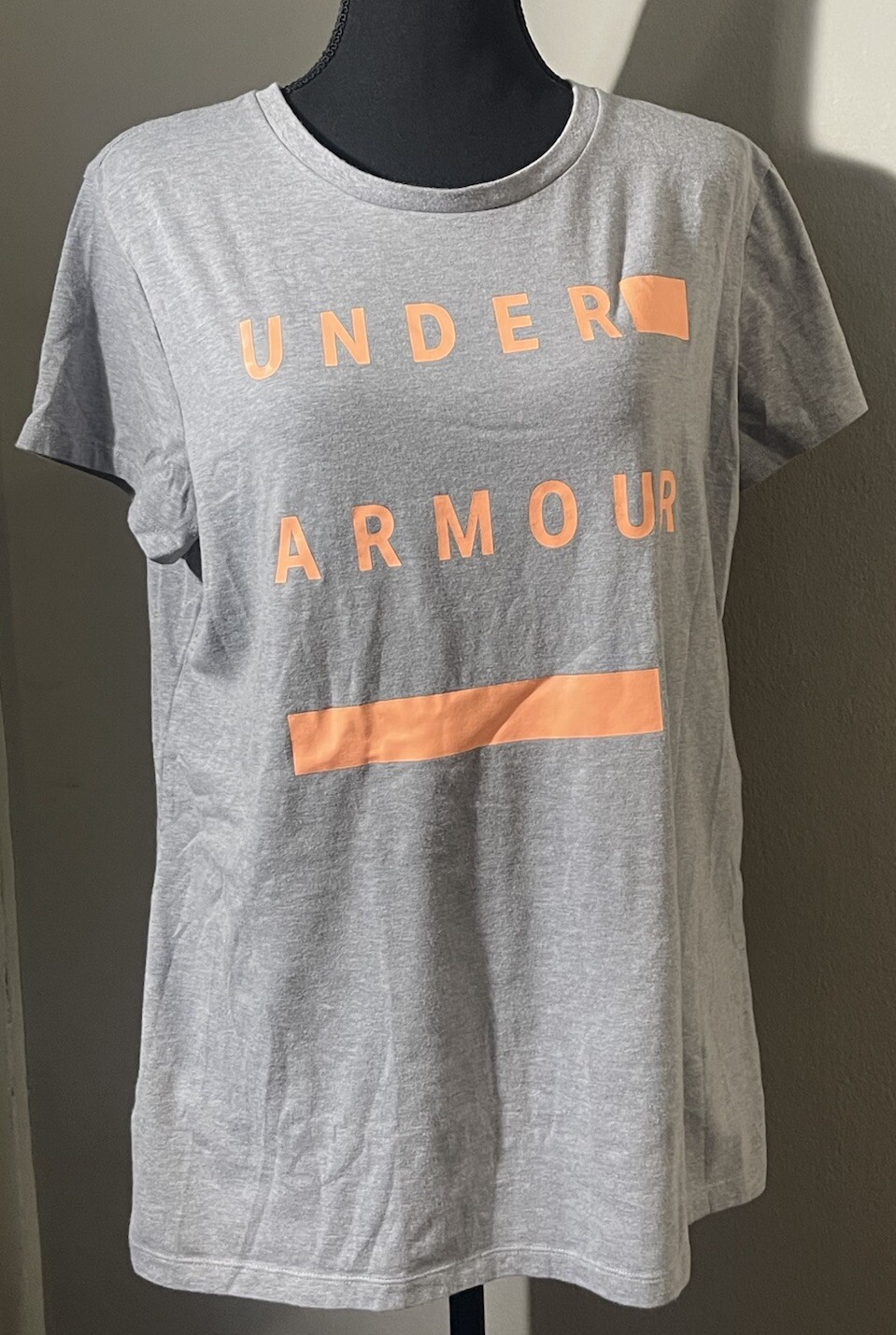 Under Armour T Shirt Womens Size Large Heather Gray Peach