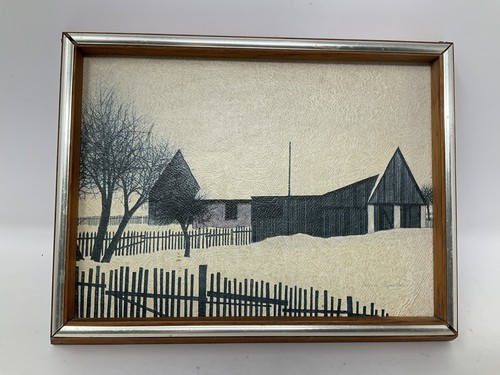 Vintage Jacques Deperthes Barn In Winter Landscape Scene Professionally Framed - Picture 3 of 7