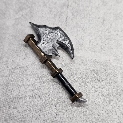 Weathered Orc Chief Battle Axe Handpainted for Blocks Minifigure DrA Warcraft 