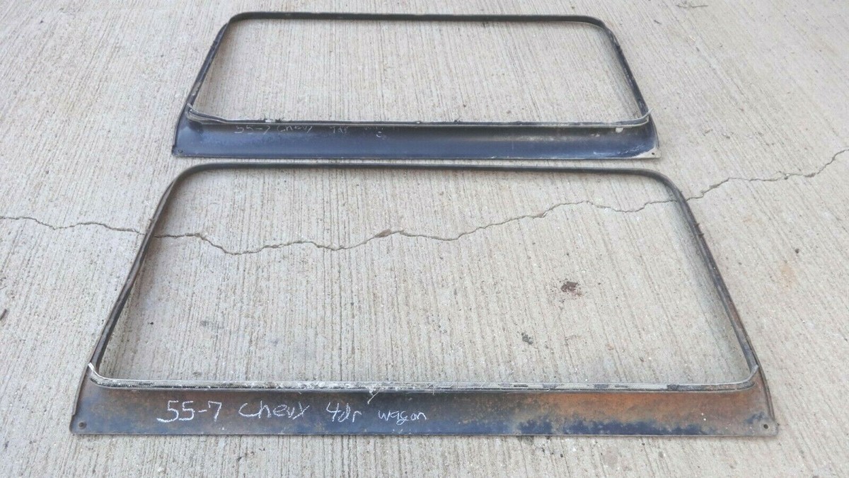1955 1957 Chevy 4dr WAGON REAR DOOR WINDOW GARNISH MOLDINGS
