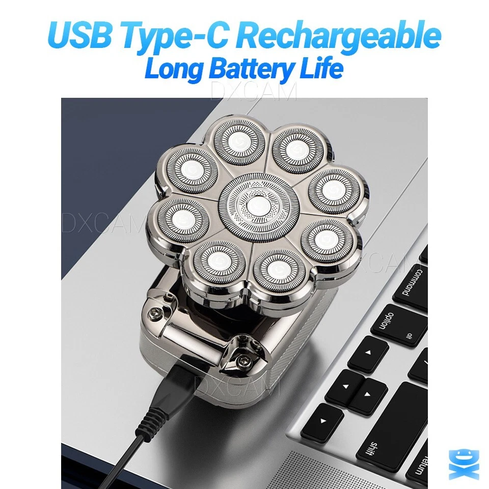 9D 5in1 Rotary Electric Shaver Cordless Hair Trimmer Bald Head Razor Men Wet Dry - Image 4 of 4