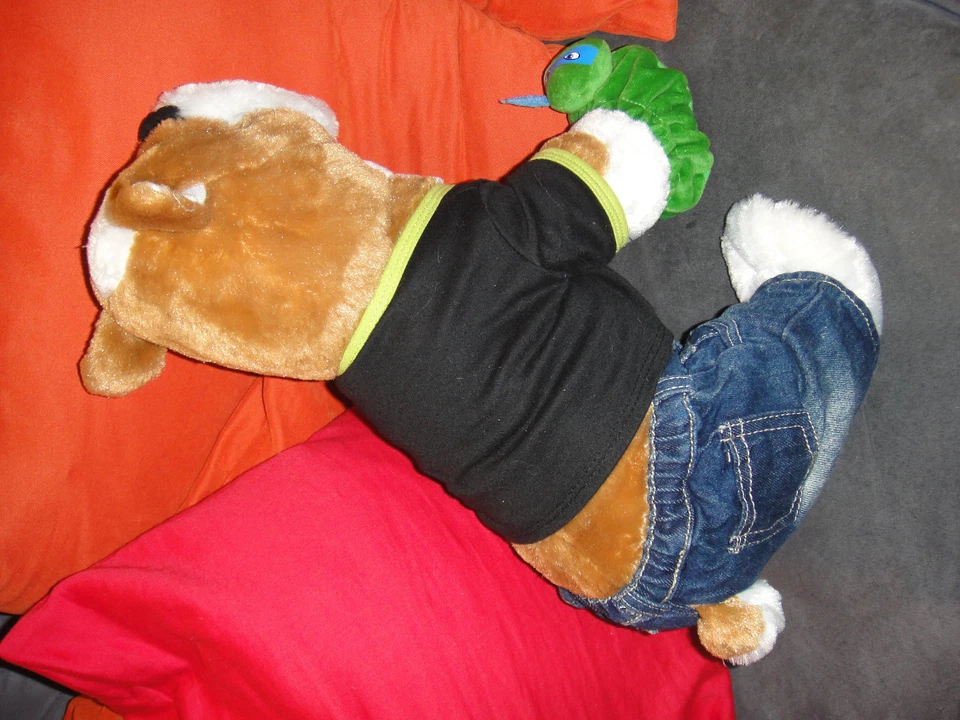 Build-A-Bear Workshop Bär Teddy TeddyBär mit Kleidung !! Dog Hund Dogge Turtles - Bild 4 von 4