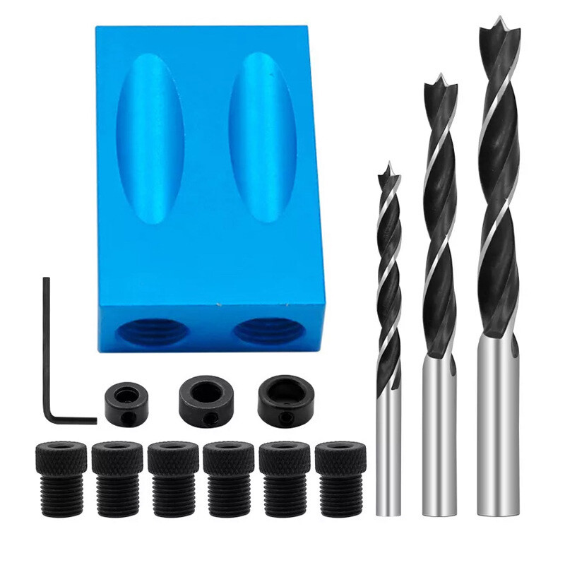 14PCS/Set Silverline Pocket Hole Screw Jig c/w Dowel Screw Joint Hole