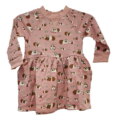 Ex Boden Mädchen Kleid Jersey Meerschweinchen Print rosa 2-10 Jahre Baumwolle NEU