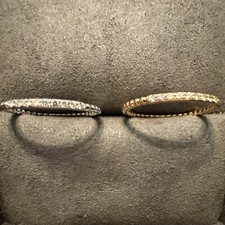 Set of 2 14K Yellow  White Gold Diamond Micropave Wedding Band Anniversary Band