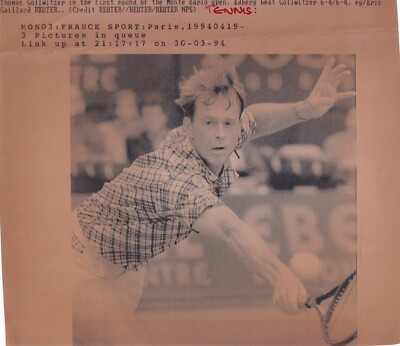 Original Presse Draht Foto Tennis Stefan Edberg bei Monte Carlo 19.4.1994