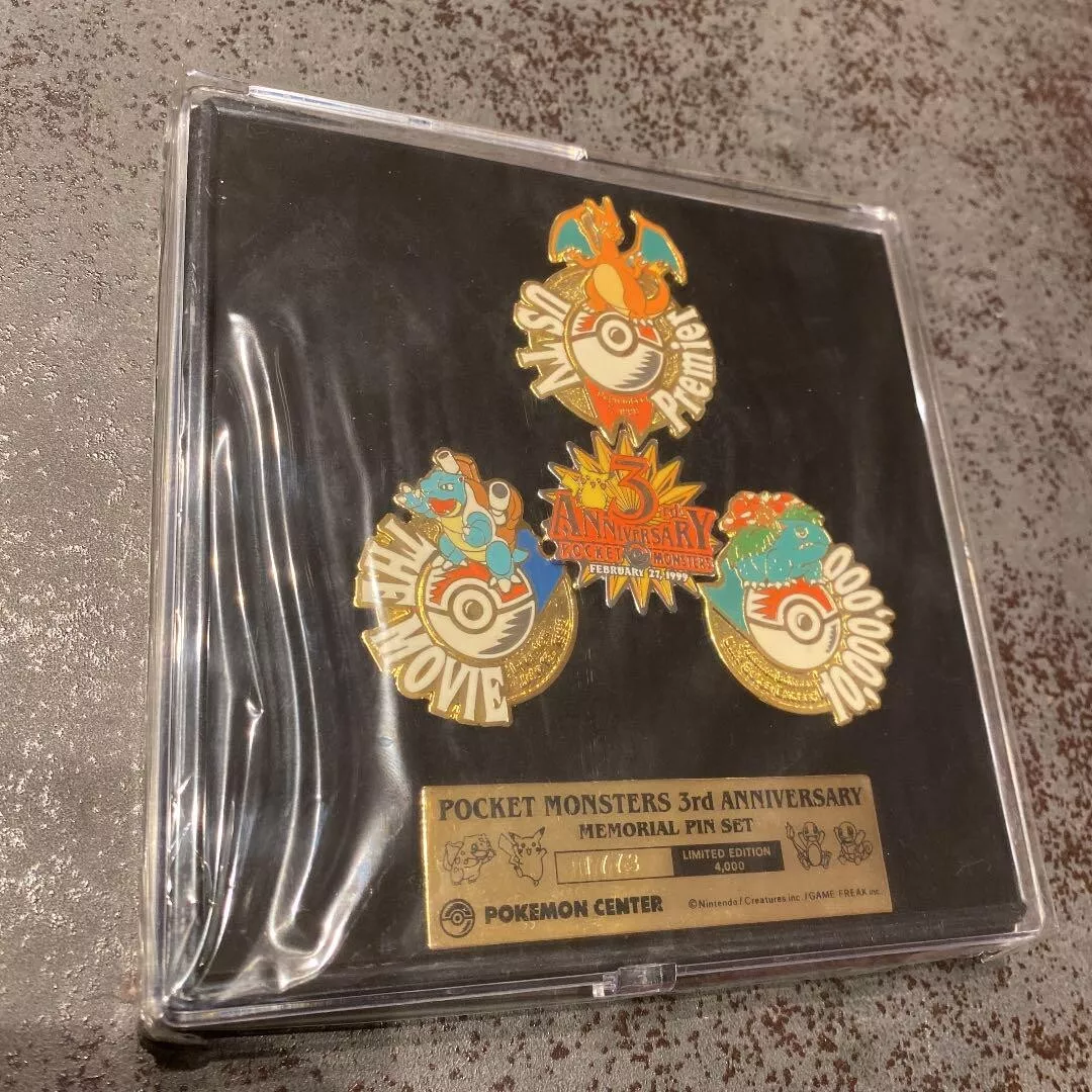 Pokemon 3rd Anniversary Memorial Pin Badge Set PoKemon Center Tokyo Limited