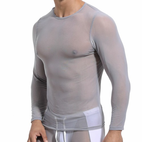 Mens Muscle Tops See Through Mesh T-shirt Casual Pullover Tee Blouse Clubwear - Picture 47 of 74
