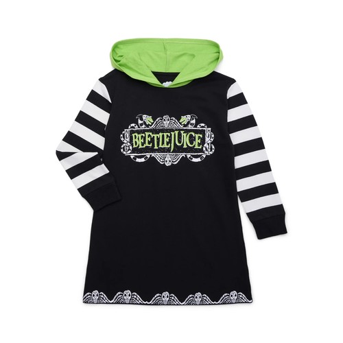 Hocus Pocus & Beetle Juice Girls Hoodie Dress w/Long Sleeves Sz 6/6X Halloween - Picture 2 of 7