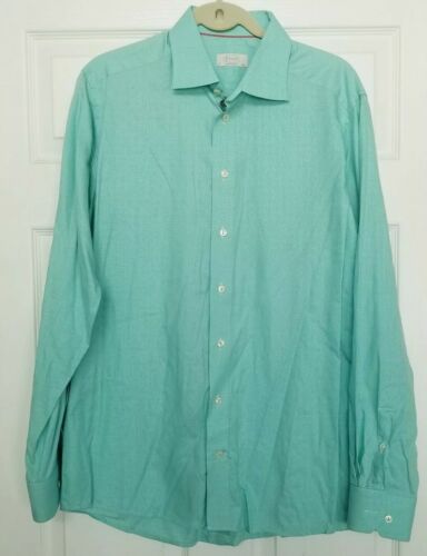 ETON mens turquoise dress shirt button up 16.5 lon