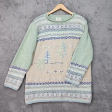 Vintage Sweater Monterey By Koret Women’s LARGE Angora Rabbit Hair Fair Isle Ski