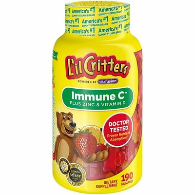 Lil Critters Immune C Gummies Plus Zinc Vitmain D Dietary Supplement 190 Ct 12Pk