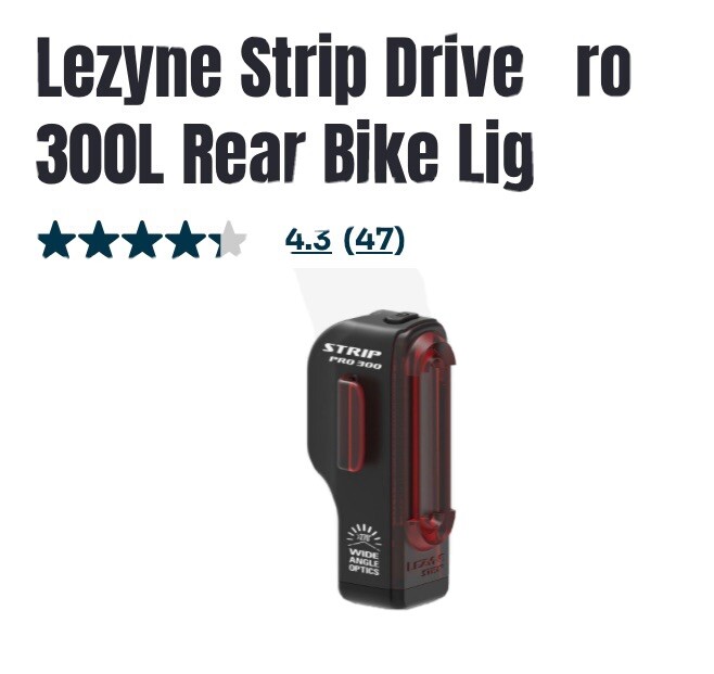 Gran angular Lezyne Strip Drive Pro 300 - luz trasera