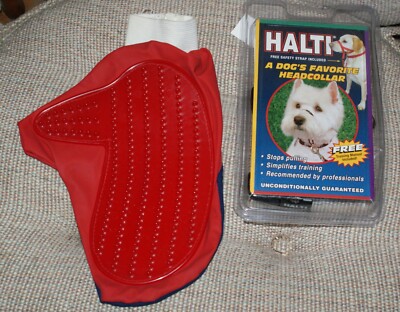 Halti Headcollar Black Dog Size 1 & Grooming Mitt NEW No Pull Fast Shipping