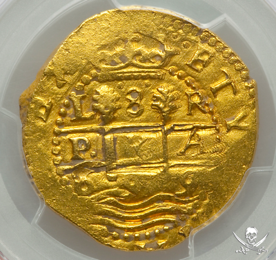 PERU 1699 8 ESCUDOS PCGS 62 1715 FLEET GOLD DOUBLOON PIRATE