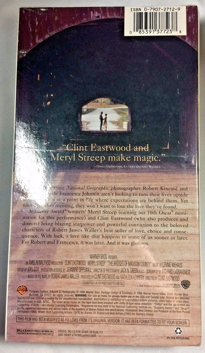 The Bridges of Madison County (VHS, 1996) for sale online | eBay