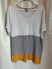 a.n.a. A new Approach striped vneck tshirt size 1X