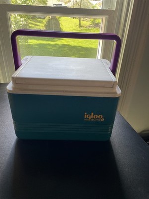 Igloo Legend 6-Can Personal Cooler Teal Green White Lid Purple Handle Clean