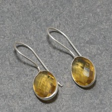 Facettierter Citrin ovale Form Edelstein handgefertigtes Geschenk Ohrringe Sc...