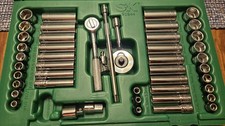 Sk 91844 14 44 Pcs 6 Pt Std Deep Metric Sae Socket Set With Extras New.