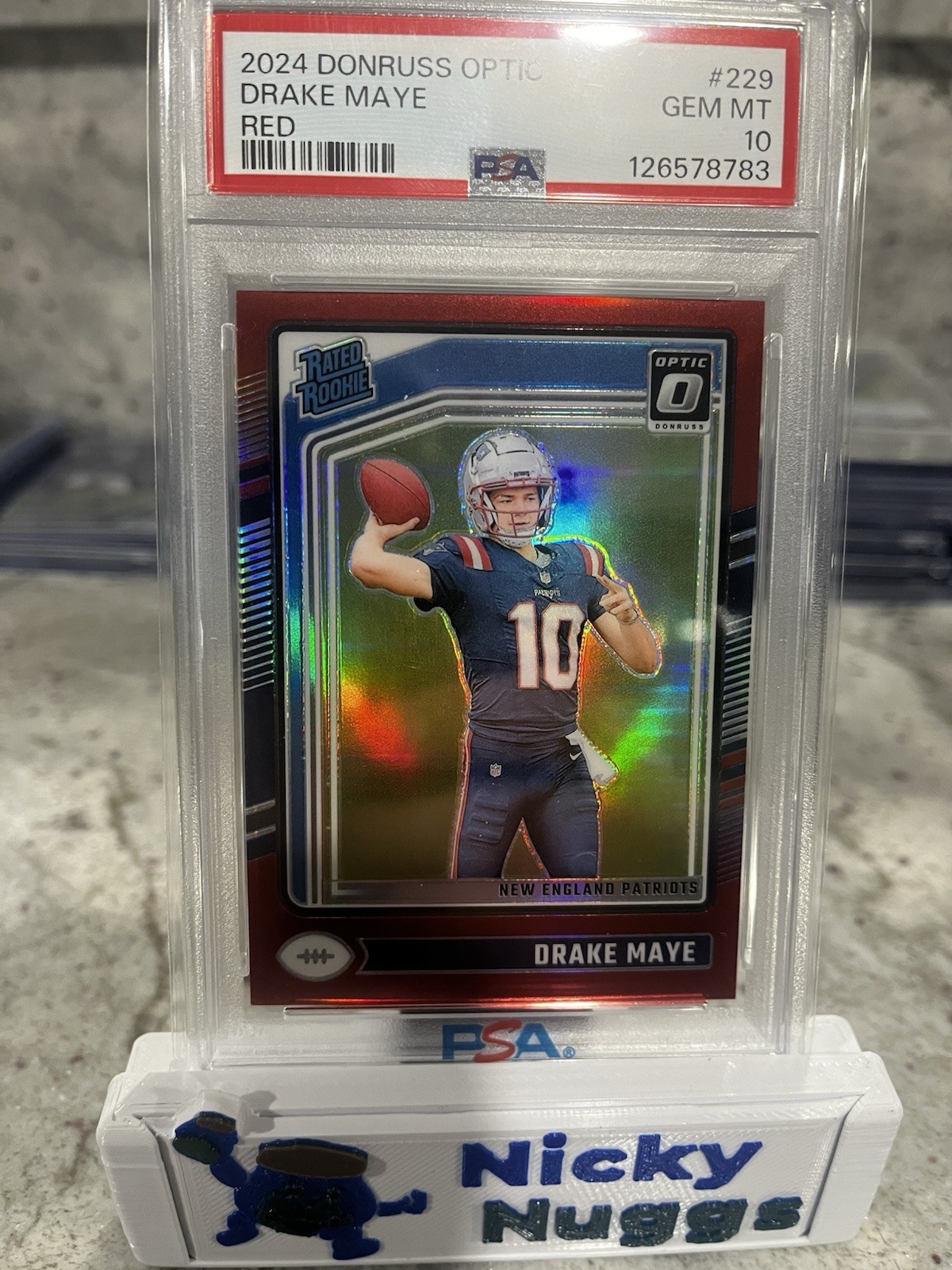 2024 Donruss Optic #229 Drake Maye Rated Rookie Red /125 PSA 10 Patriots Ssp