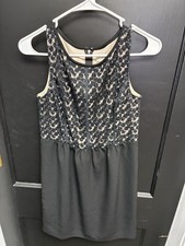 Ladies Loft Black Dress with Black Flower Lace Detail - Size 0