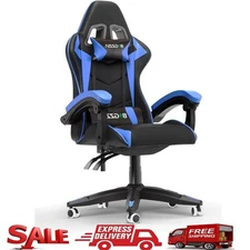 Blue Gaming Chair Ergonomic Racing Computer Seat w/Headrest and Lumbar Support