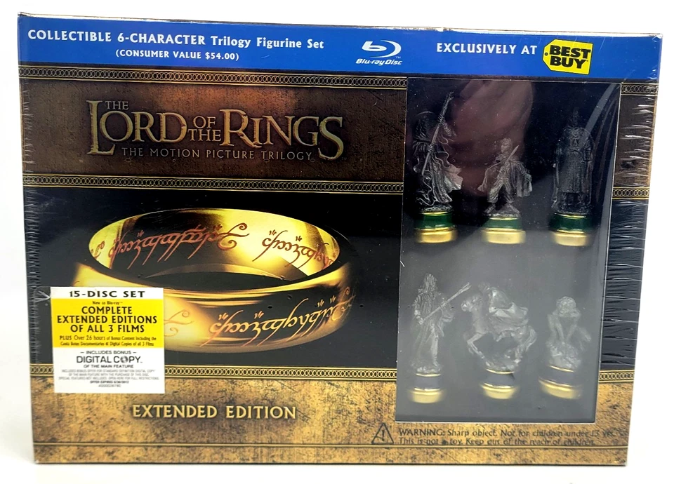 LOTR The Lord of the Rings Trilogy Extended Edition Blu-Ray 6-Figurine Set NEW - Image 2 of 4