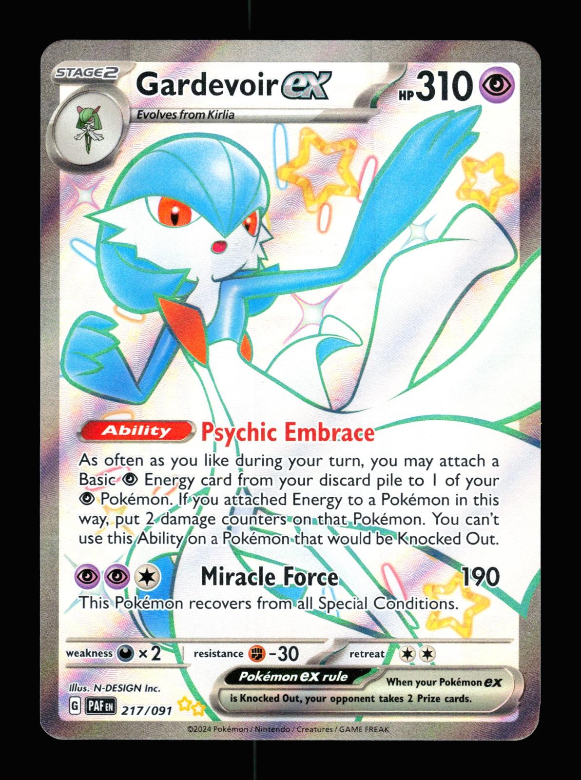 Gardevoir ex 217/091 Holo Shiny Ultra Rare Paldean Fates Pokemon 2024 NM Inc.