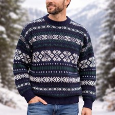 Vintage 90s Men's Large Fair Isle Sweater Acrylic USA Made Nordic Ski 48 Chest