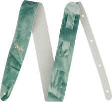 Genuine Fender Tie Dye Leather Guitar Strap, Green, 2" Wide