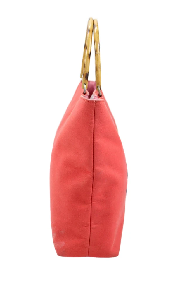 Bolso de mano Kate Spade New York para mujer con mango de madera floral lona naranja Foto 4 de 4